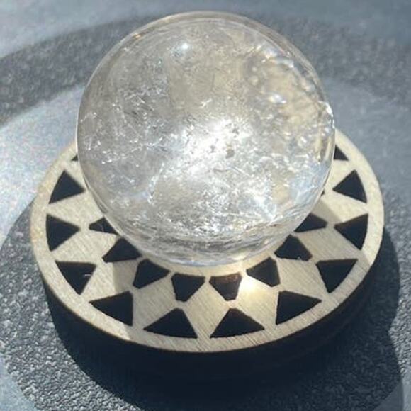 Pretty Little Clear Quartz Sphere with Stand - Picture 1 of 6